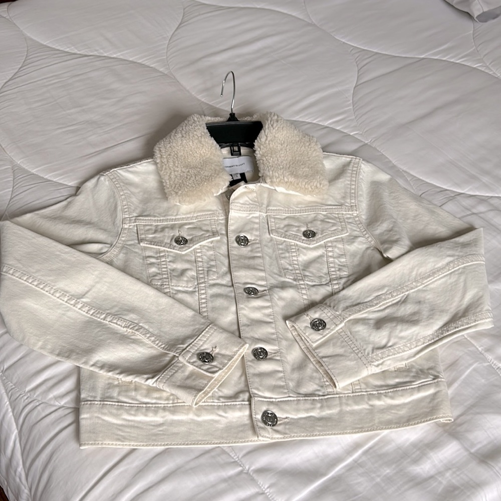 Current Elliott The Sherpa Baby Trucker Jacket NWT size 1 color Off-White